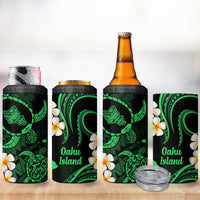Hawaii Oahu Islands Pacific Plumeria 4 in 1 Can Cooler Tumbler Green Polynesian Tattoo LT9 - Polynesian Pride