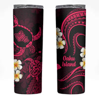 Hawaii Oahu Islands Pacific Plumeria Skinny Tumbler Pink Polynesian Tattoo LT9 Pink - Polynesian Pride