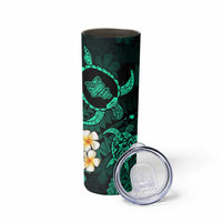 Hawaii Oahu Islands Pacific Plumeria Skinny Tumbler Turquoise Polynesian Tattoo LT9 - Polynesian Pride