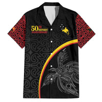 Papua New Guinea 50th Independence Day Family Matching Off The Shoulder Long Sleeve Dress and Hawaiian Shirt Simple Oro Tapa Pattern LT9 Dad's Shirt - Short Sleeve Black - Polynesian Pride