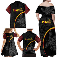 Papua New Guinea 50th Independence Day Family Matching Off Shoulder Maxi Dress and Hawaiian Shirt Simple Oro Tapa Pattern LT9 - Polynesian Pride