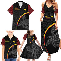 Papua New Guinea 50th Independence Day Family Matching Summer Maxi Dress and Hawaiian Shirt Simple Oro Tapa Pattern LT9 - Polynesian Pride