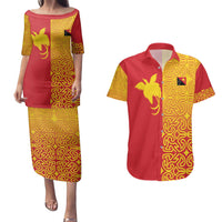 Papua New Guinea Oro Tapa Personalised Couples Matching Puletasi and Hawaiian Shirt Simple Bird of Paradise Style LT9 Red - Polynesian Pride