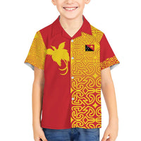 Papua New Guinea Oro Tapa Personalised Family Matching Short Sleeve Bodycon Dress and Hawaiian Shirt Simple Bird of Paradise Style LT9 Son's Shirt Red - Polynesian Pride