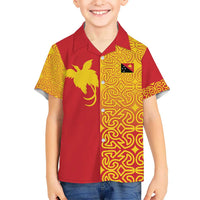 Papua New Guinea Oro Tapa Personalised Kid Hawaiian Shirt Simple Bird of Paradise Style LT9 Kid Red - Polynesian Pride