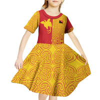 Papua New Guinea Oro Tapa Personalised Kid Short Sleeve Dress Simple Bird of Paradise Style LT9 - Polynesian Pride