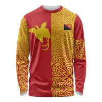 Papua New Guinea Oro Tapa Personalised Long Sleeve Shirt Simple Bird of Paradise Style LT9 Unisex Red - Polynesian Pride