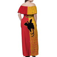 Papua New Guinea Oro Tapa Personalised Off Shoulder Maxi Dress Simple Bird of Paradise Style LT9 - Polynesian Pride