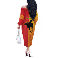 Papua New Guinea Oro Tapa Personalised Off The Shoulder Long Sleeve Dress Simple Bird of Paradise Style LT9 - Polynesian Pride