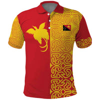 Papua New Guinea Oro Tapa Personalised Polo Shirt Simple Bird of Paradise Style LT9 Red - Polynesian Pride