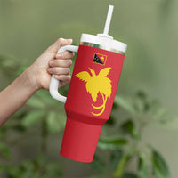 Papua New Guinea Oro Tapa Personalised Tumbler With Handle Simple Bird of Paradise Style - Polynesian Pride