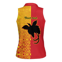 Papua New Guinea Oro Tapa Personalised Women Sleeveless Polo Shirt Simple Bird of Paradise Style LT9 - Polynesian Pride