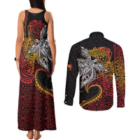 Papua New Guinea Sepik Personalised Couples Matching Tank Maxi Dress and Long Sleeve Button Shirt PNG Bird of Paradise Tattoo LT9 - Polynesian Pride