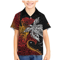 Papua New Guinea Sepik Personalised Family Matching Mermaid Dress and Hawaiian Shirt PNG Bird of Paradise Tattoo LT9 Son's Shirt Black - Polynesian Pride