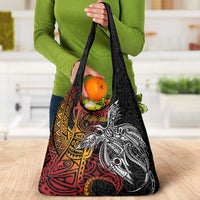 Papua New Guinea Sepik Personalised Grocery Bag PNG Bird of Paradise Tattoo LT9 - Polynesian Pride