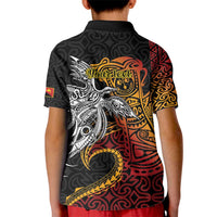 Papua New Guinea Sepik Personalised Kid Polo Shirt PNG Bird of Paradise Tattoo LT9 - Polynesian Pride