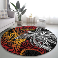Papua New Guinea Sepik Personalised Round Carpet PNG Bird of Paradise Tattoo LT9 - Polynesian Pride