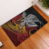 Papua New Guinea Sepik Personalised Rubber Doormat PNG Bird of Paradise Tattoo LT9 - Polynesian Pride