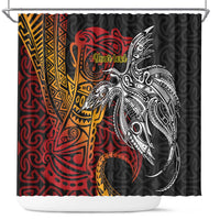 Papua New Guinea Sepik Personalised Shower Curtain PNG Bird of Paradise Tattoo LT9 Black - Polynesian Pride