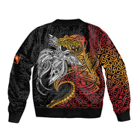 Papua New Guinea Sepik Personalised Sleeve Zip Bomber Jacket PNG Bird of Paradise Tattoo LT9 - Polynesian Pride