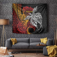 Papua New Guinea Sepik Personalised Tapestry PNG Bird of Paradise Tattoo LT9 Black - Polynesian Pride