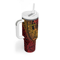 Papua New Guinea Sepik Personalised Tumbler With Handle PNG Bird of Paradise Tattoo LT9 - Polynesian Pride
