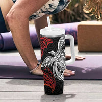 Papua New Guinea Sepik Personalised Tumbler With Handle PNG Bird of Paradise Tattoo LT9 - Polynesian Pride