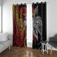 Papua New Guinea Sepik Personalised Window Curtain PNG Bird of Paradise Tattoo LT9 With Grommets Black - Polynesian Pride