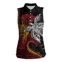 Papua New Guinea Sepik Personalised Women Sleeveless Polo Shirt PNG Bird of Paradise Tattoo LT9 Female Black - Polynesian Pride