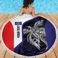 Personalised PNG Bougainville Beach Blanket Bird of Paradise Tattoo Flag Motif LT9 - Polynesian Pride