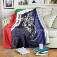 Personalised PNG Bougainville Blanket Bird of Paradise Tattoo Flag Motif LT9 Blue - Polynesian Pride