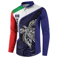 Personalised PNG Bougainville Button Sweatshirt Bird of Paradise Tattoo Flag Motif LT9 - Polynesian Pride