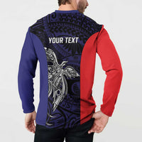 Personalised PNG Bougainville Button Sweatshirt Bird of Paradise Tattoo Flag Motif LT9 - Polynesian Pride