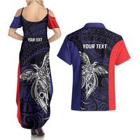 Personalised PNG Bougainville Couples Matching Summer Maxi Dress and Hawaiian Shirt Bird of Paradise Tattoo Flag Motif LT9 - Polynesian Pride