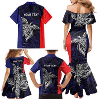 Personalised PNG Bougainville Family Matching Mermaid Dress and Hawaiian Shirt Bird of Paradise Tattoo Flag Motif LT9 - Polynesian Pride