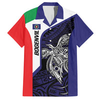 Personalised PNG Bougainville Family Matching Short Sleeve Bodycon Dress and Hawaiian Shirt Bird of Paradise Tattoo Flag Motif LT9 Dad's Shirt - Short Sleeve Blue - Polynesian Pride
