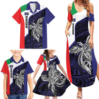 Personalised PNG Bougainville Family Matching Summer Maxi Dress and Hawaiian Shirt Bird of Paradise Tattoo Flag Motif LT9 - Polynesian Pride