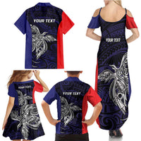 Personalised PNG Bougainville Family Matching Summer Maxi Dress and Hawaiian Shirt Bird of Paradise Tattoo Flag Motif LT9 - Polynesian Pride