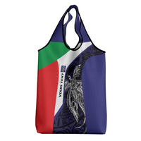 Personalised PNG Bougainville Grocery Bag Bird of Paradise Tattoo Flag Motif LT9 - Polynesian Pride