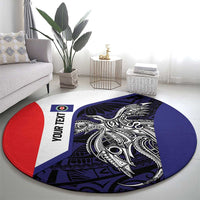 Personalised PNG Bougainville Round Carpet Bird of Paradise Tattoo Flag Motif LT9 - Polynesian Pride