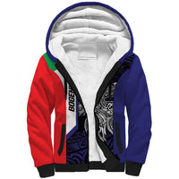 Personalised PNG Bougainville Sherpa Hoodie Bird of Paradise Tattoo Flag Motif LT9 Unisex Blue - Polynesian Pride