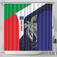 Personalised PNG Bougainville Shower Curtain Bird of Paradise Tattoo Flag Motif LT9 - Polynesian Pride