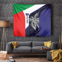 Personalised PNG Bougainville Tapestry Bird of Paradise Tattoo Flag Motif LT9 Blue - Polynesian Pride