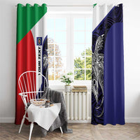 Personalised PNG Bougainville Window Curtain Bird of Paradise Tattoo Flag Motif LT9 - Polynesian Pride