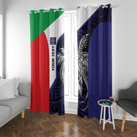 Personalised PNG Bougainville Window Curtain Bird of Paradise Tattoo Flag Motif LT9 With Grommets Blue - Polynesian Pride