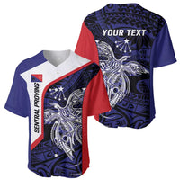 Personalised PNG Central Province Baseball Jersey Bird of Paradise Tattoo Flag Motif LT9 - Polynesian Pride
