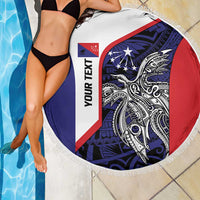 Personalised PNG Central Province Beach Blanket Bird of Paradise Tattoo Flag Motif LT9 - Polynesian Pride