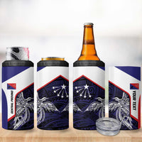 Personalised PNG Central Province 4 in 1 Can Cooler Tumbler Bird of Paradise Tattoo Flag Motif LT9 - Polynesian Pride