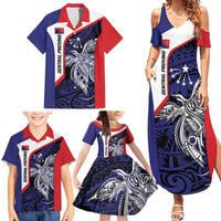 Personalised PNG Central Province Family Matching Summer Maxi Dress and Hawaiian Shirt Bird of Paradise Tattoo Flag Motif LT9 - Polynesian Pride