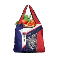 Personalised PNG Central Province Grocery Bag Bird of Paradise Tattoo Flag Motif LT9 1-pack One Size Blue - Polynesian Pride